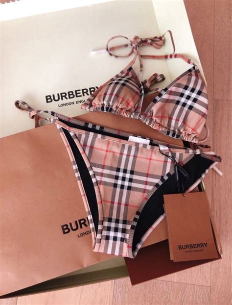 she only wear burberry to swim|Burberry bikini women.